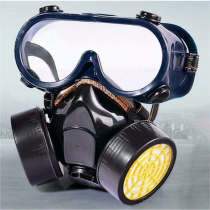 Masca de protectie cu 2 filtre de carbon activ si ochelari, anti praf si vapori, anti poluare