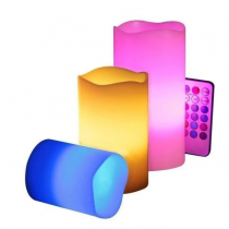 Set 3 lumanari RGB ambientale, dotata cu telecomanda