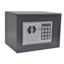 Seif cu inchidere electronica si cheie, din otel, 23 x 17 x 17 cm