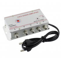 Amplificator metalic de semnal TV pentru cablu coaxial,cu 4 iesiri + Splitter TV, 5-1000 MHz