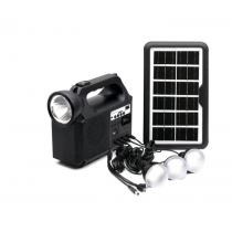 Kit Solar Portabil, Panou solar, USB, Bluetooth, Radio FM, MP3, Lanterna LED, 3 Becuri Incluse, Incarcare telefonica BricoMall BM-KIT-SLR1