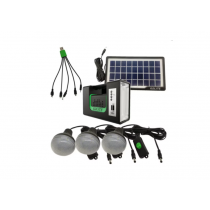 Kit Solar alimentare dispozitive la USB, Lanterna, 3 becuri cu panou solar portabil, mp3, FM BricoMall BM-KIT-SLR3