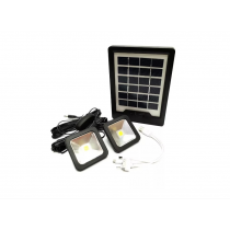 Kit panou solar, cu lanterna, 2 mini proiectoare cu led, pentru camping BricoMall BM-KIT-SLR08
